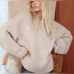 12th Tribe Beige Knit Sweater